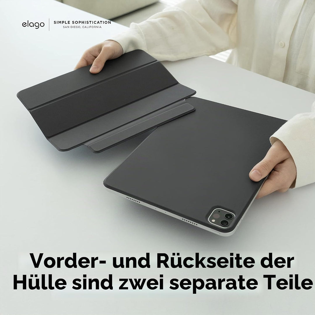 elago Magnetisches Folio Hülle Kompatibel mit iPad Pro 12.9" 6., 5., 4. Gen - Rückwand kann an Metal