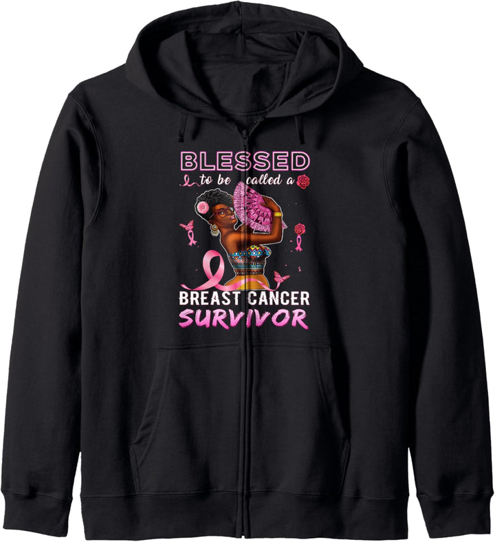 African American Breast Cancer Shirts Women Blessed Survivor Kapuzenjacke