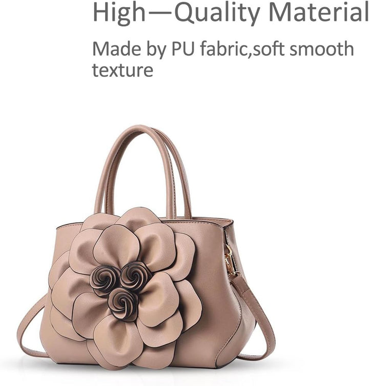 NICOLE & DORIS Modische Damen-Umhängetasche, Handtasche, Umhängetasche, Blumenmotiv Khaki, Khaki