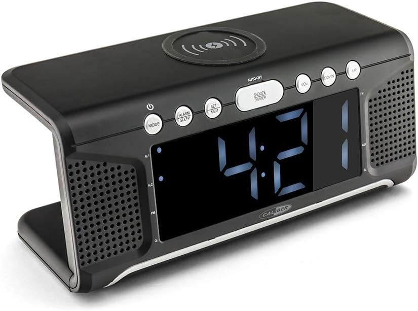Caliber Radio wecker - Doppelter Alarm - mit FM-Radio - Dimmbarer LED-Anzeige - mit Wireless Charger