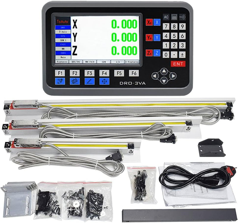3 Achsen Digitalanzeige-kit mit Linear Massstab Glasmassstab 200mm+350mm+450mm Linearmassstab, DRO 3