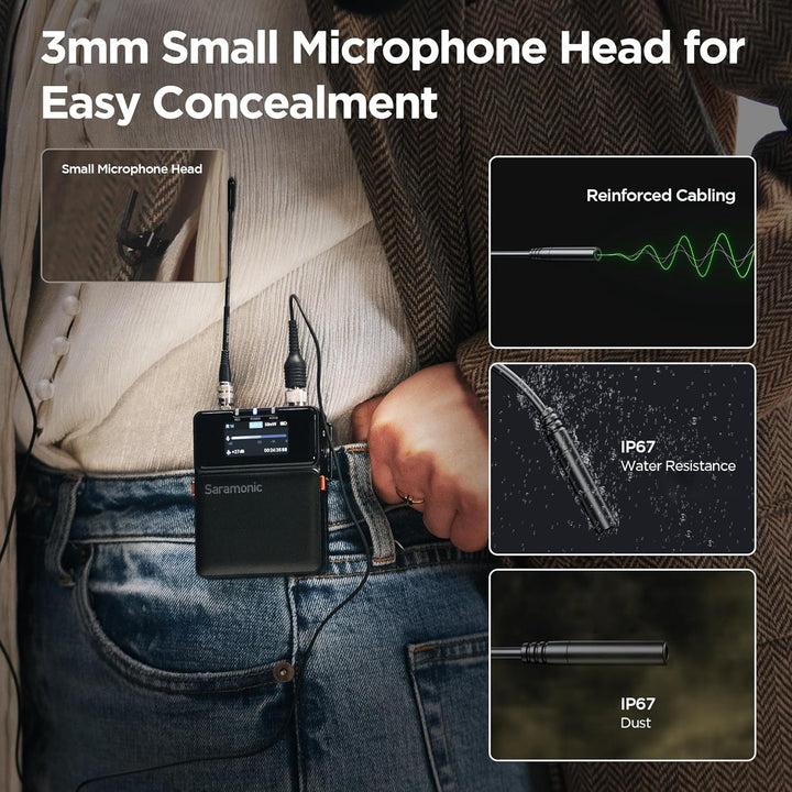 Saramonic K9 Lavalier-Mikrofon Kabellos, Professionelles Zweikanal UHF Mikrofon Drahtloses Audio Sys