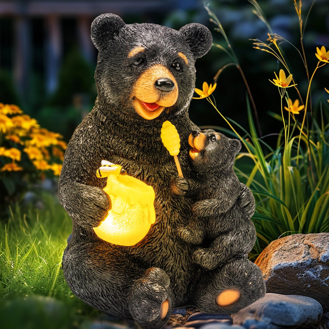 GIGALUMI Solar Garten Statuen Liebender Bär Figur Lichter für draussen, Hof, Garten Dekor Einzigarti