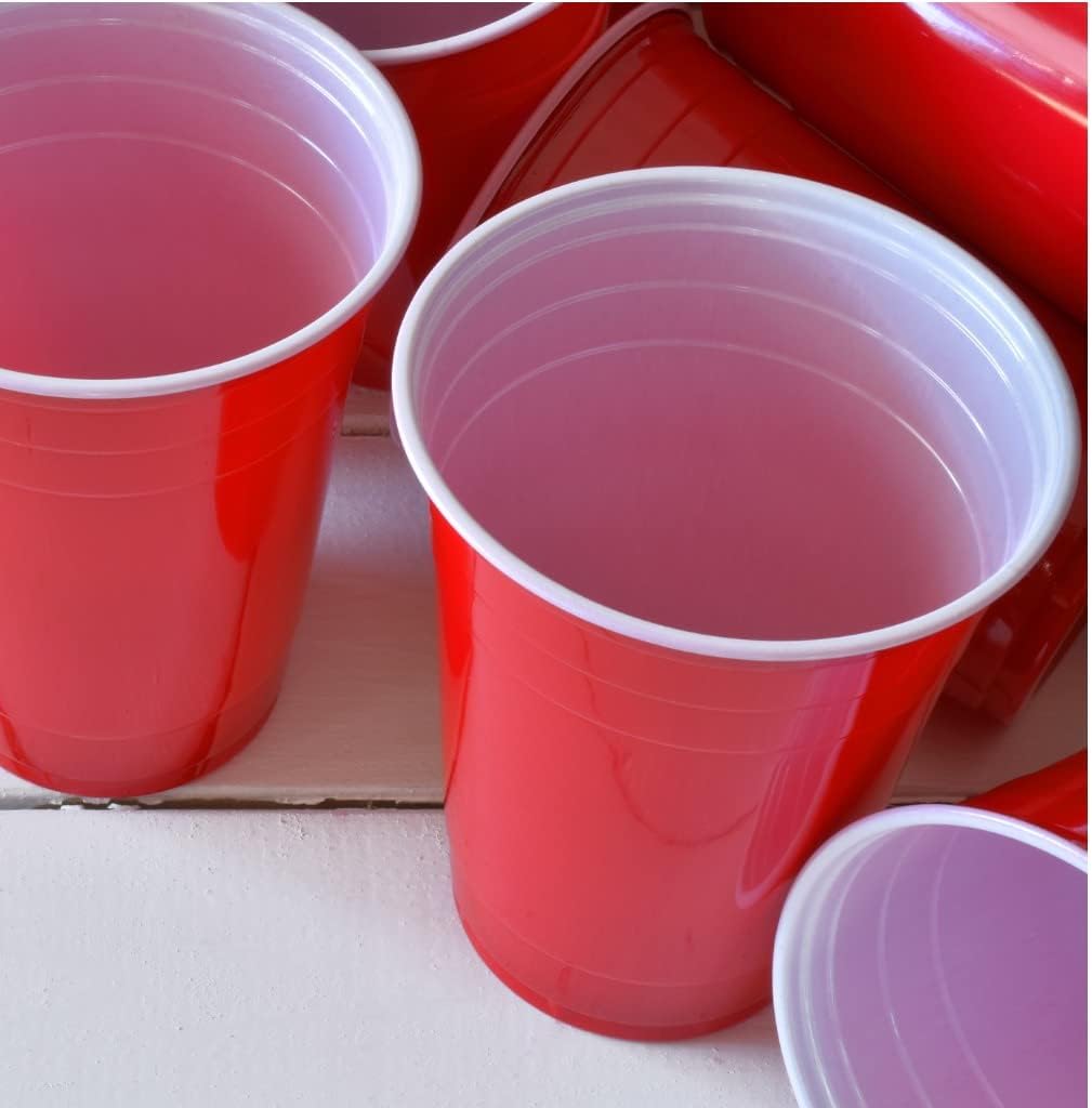 100 Stück Rote Partybecher; Wiederverwendbare Getränkebecher Red Cups Beer-Pong Saufbecher Trinkbech