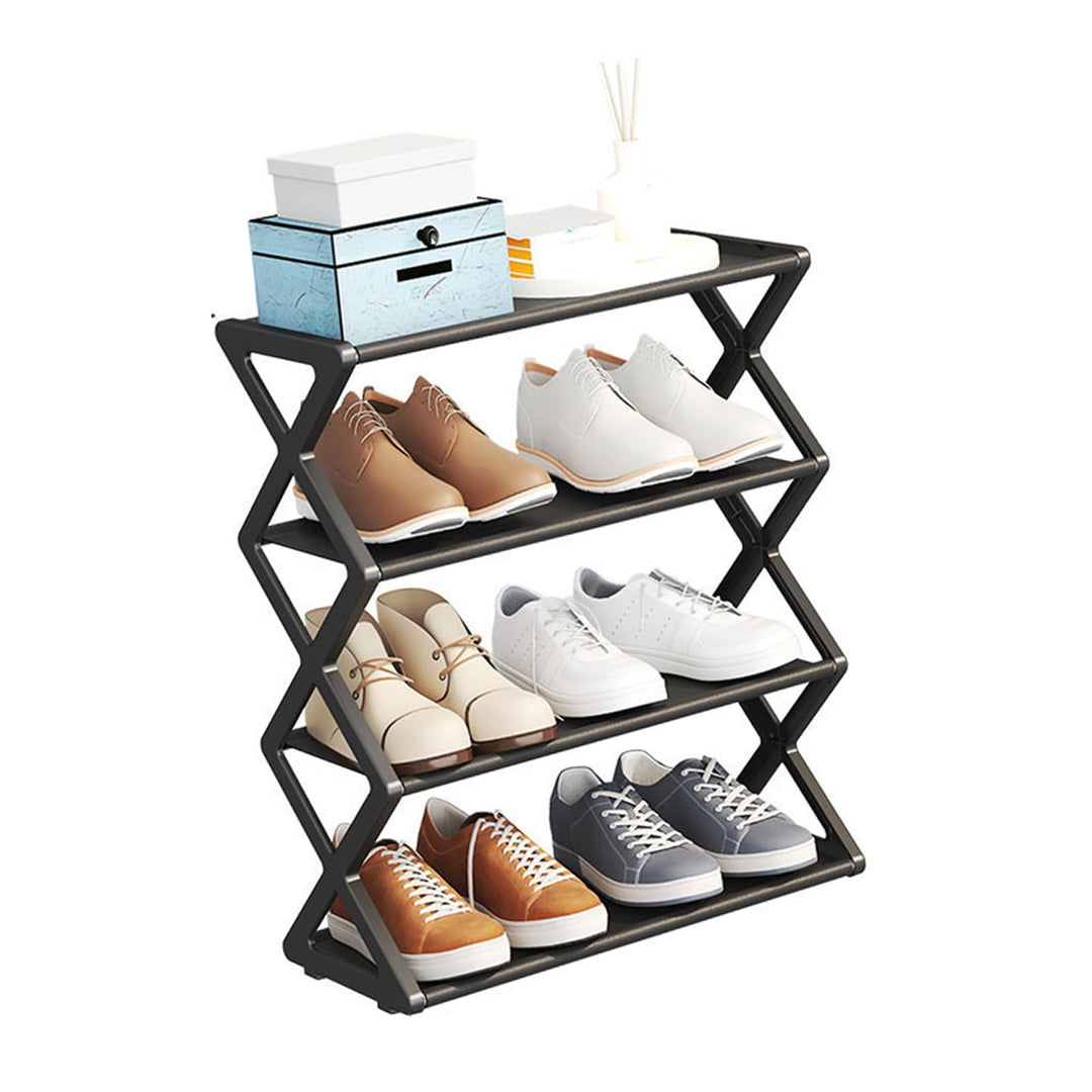 Aramox Faltbarer Schuhspeicher Organizer 4 -Tier -Schuhregal für Flur Eingangsschlafzimmer, Stapelba