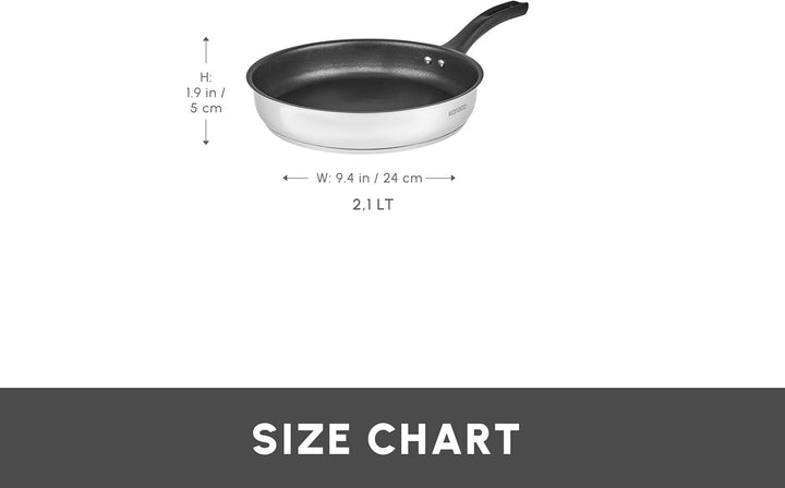 Karaca Gastro Pfanne, 24 cm - Hochwertige Pfanne aus rostfreiem Stahl 304 mit 2,1 Liter Fassungsverm