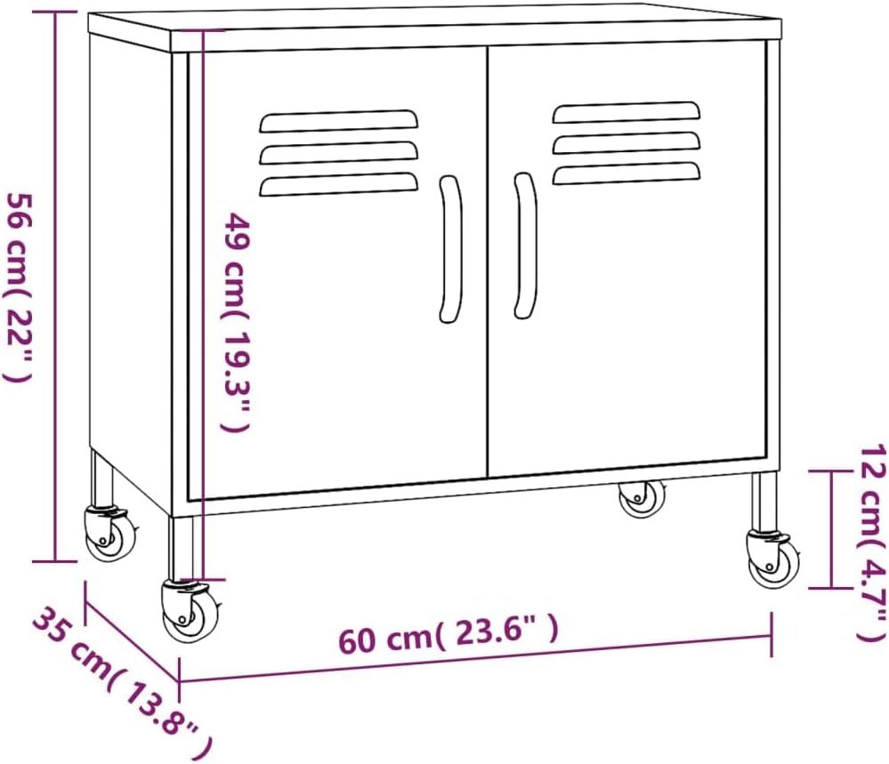 ZQQLVOO Schränke Anrichte Mehrzweckschrank Lagerschrank Schwarz 60x35x56 cm Stahl 60 x 35 x 56 cm (B