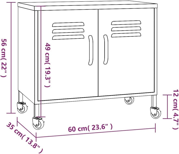 ZQQLVOO Schränke Anrichte Mehrzweckschrank Lagerschrank Schwarz 60x35x56 cm Stahl 60 x 35 x 56 cm (B