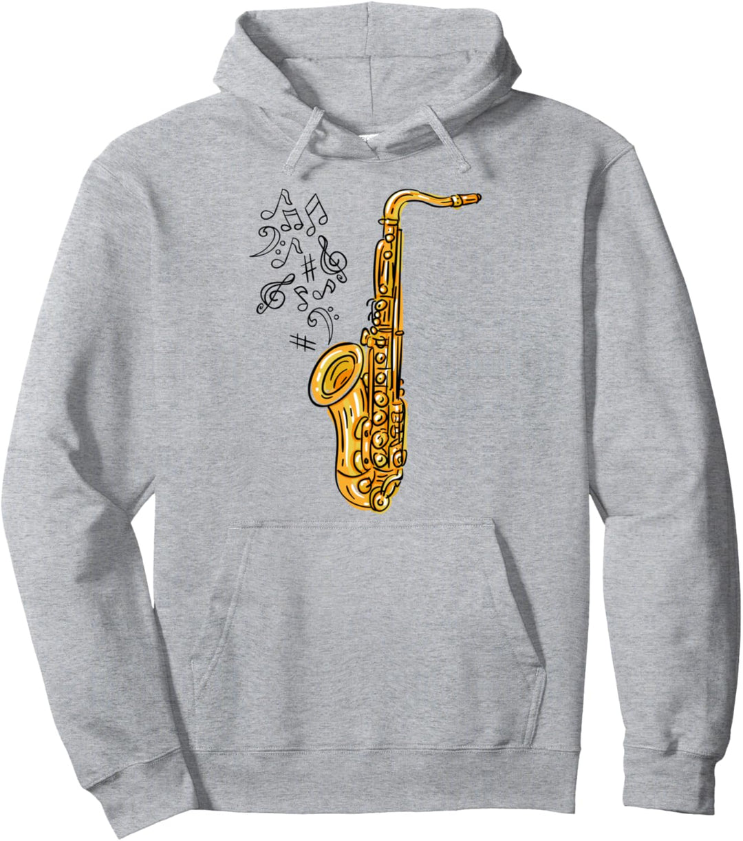 Cooles Saxophon und Noten Geschenkidee Jazzmusiker Musiker Pullover Hoodie