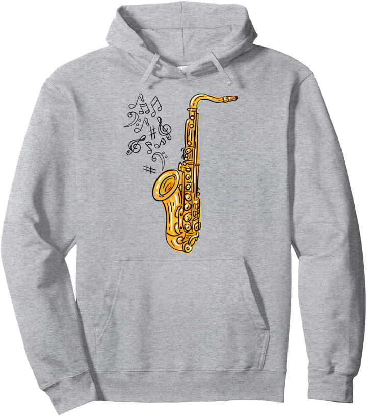 Cooles Saxophon und Noten Geschenkidee Jazzmusiker Musiker Pullover Hoodie