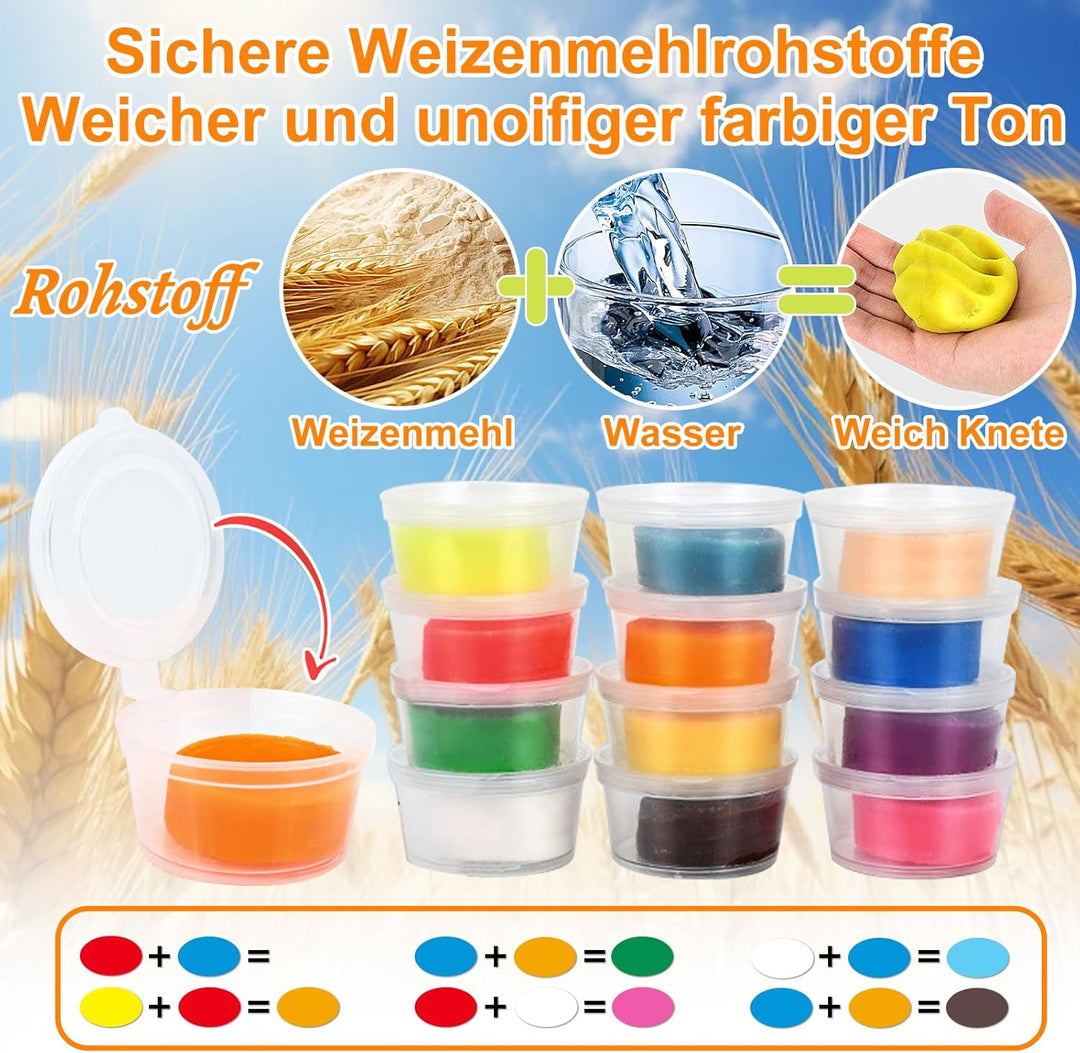 UCAMP Knetwerkzeug Set mit Plastilin Werkzeuge für Kinder - Zubehör für Knete, Teig - Spielset Burge