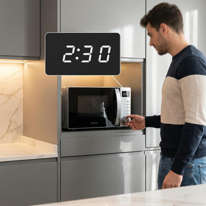 Cecotec Mikrowelle Proclean 5005 Silver. 20 Liter Fassungsvermögen, 700W Leistung, 3DWave-Technologi