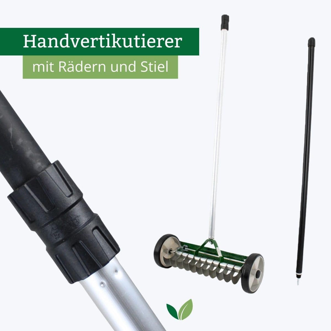 Rekord Handvertikutierer (Stahl) Arbeitsbreite 32 cm mit Aluminiumstiel (180 cm) Rasenlüfter, Moosen