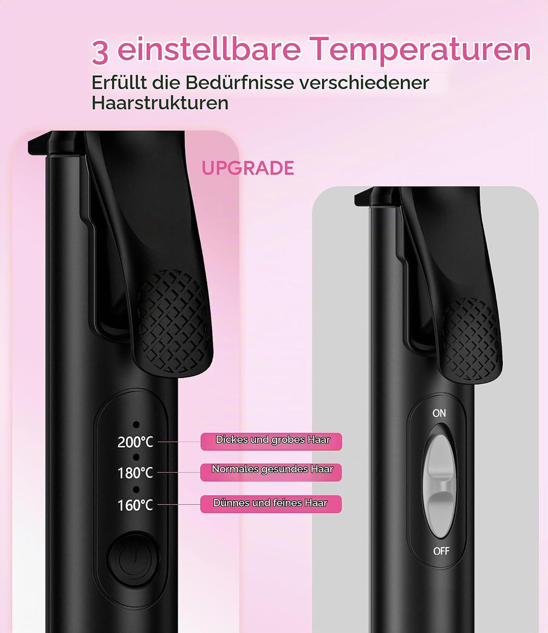 FARERY Mini Lockenstab, 25mm Lockenstab Für Kurze Haare mit 3 Einstellbaren Temperaturstufen, Kerami