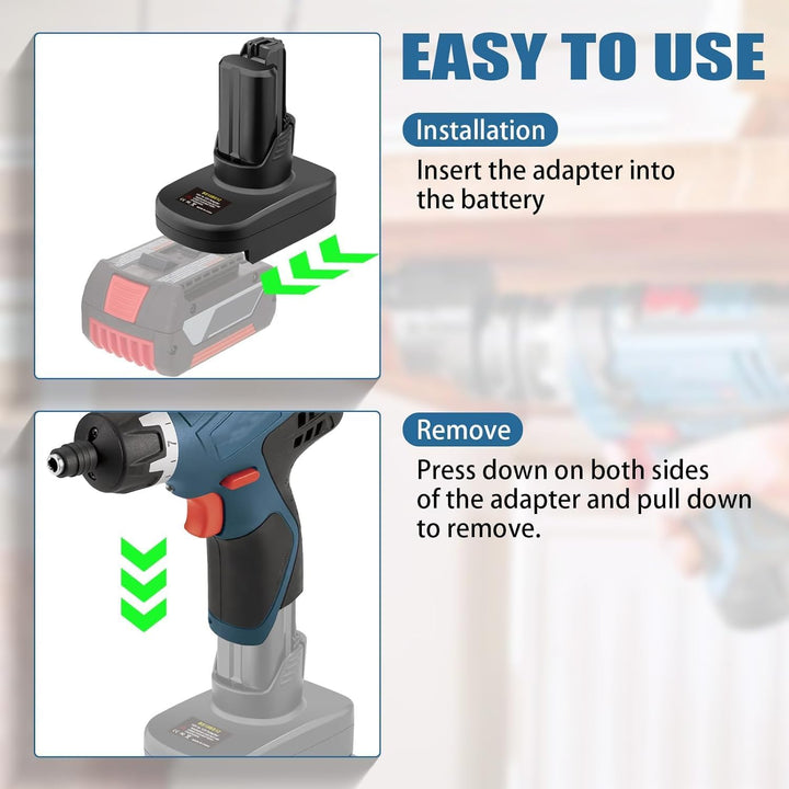 BS18BS12 für Bosch 18V auf 12V Akku Adapter, für Bosch GBA 18V Professional System Akku arbeitet im