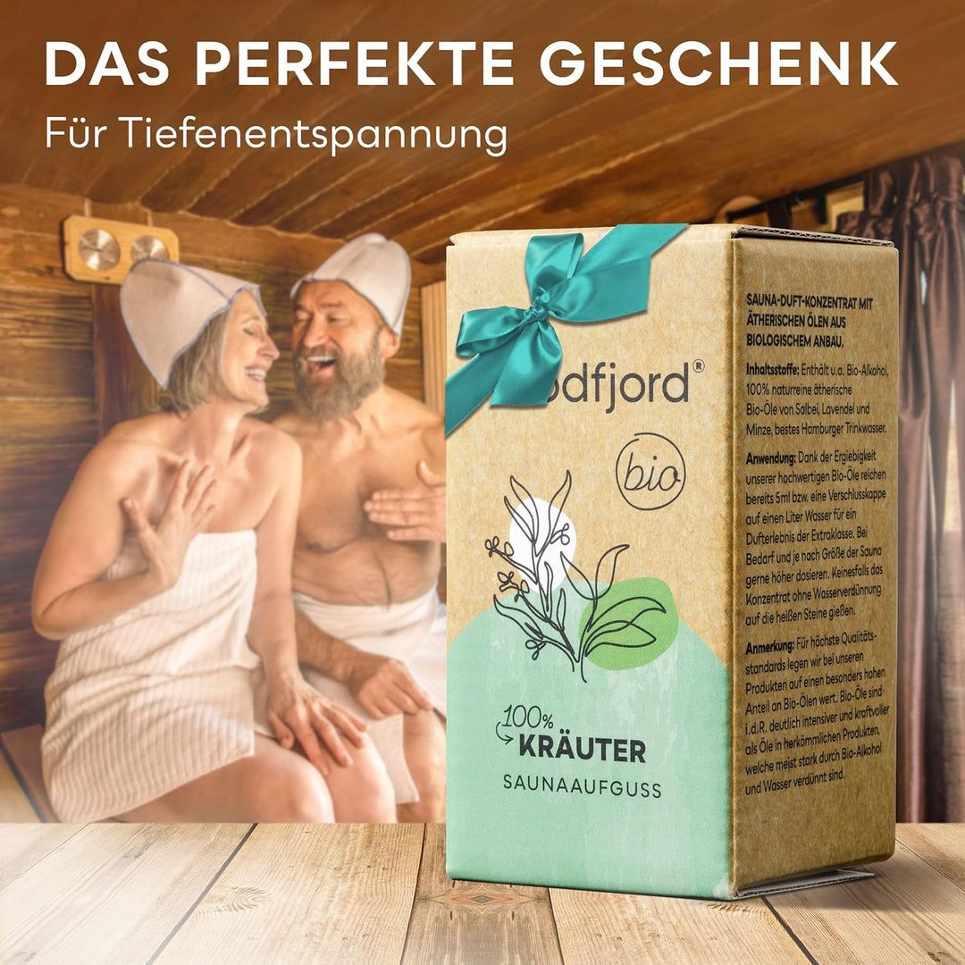 WOODFJORD Saunaaufguss Kräuter BIO 3 x 100 ml I Premium Sauna Aufgussmittel für authentische und nac