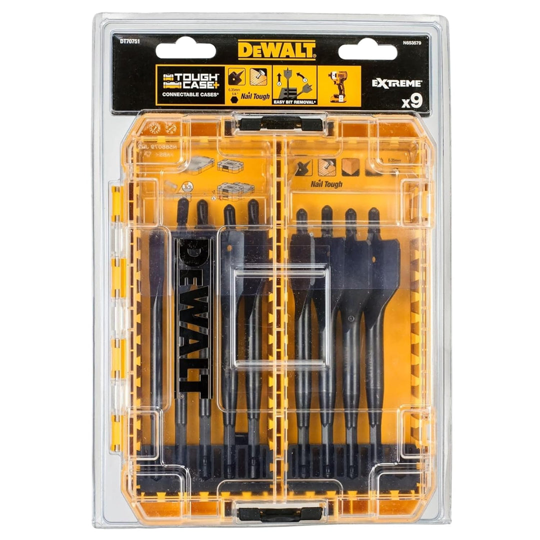 Dewalt Holz-Fräsbohrer-Set 9-tlg (12-32 mm, geschliffene Zentrierspitze, 1/4“ Schaft, für Hart-/Weic