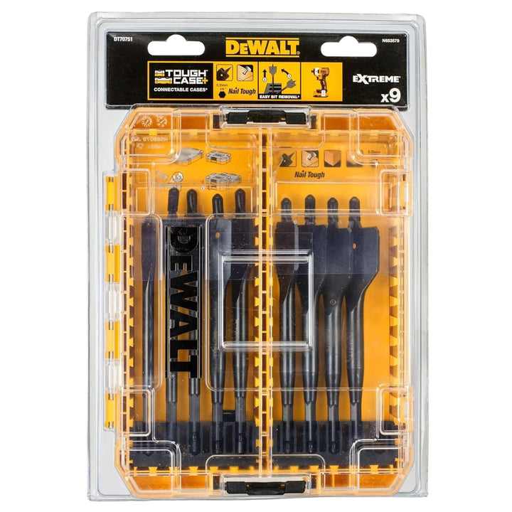 Dewalt Holz-Fräsbohrer-Set 9-tlg (12-32 mm, geschliffene Zentrierspitze, 1/4“ Schaft, für Hart-/Weic