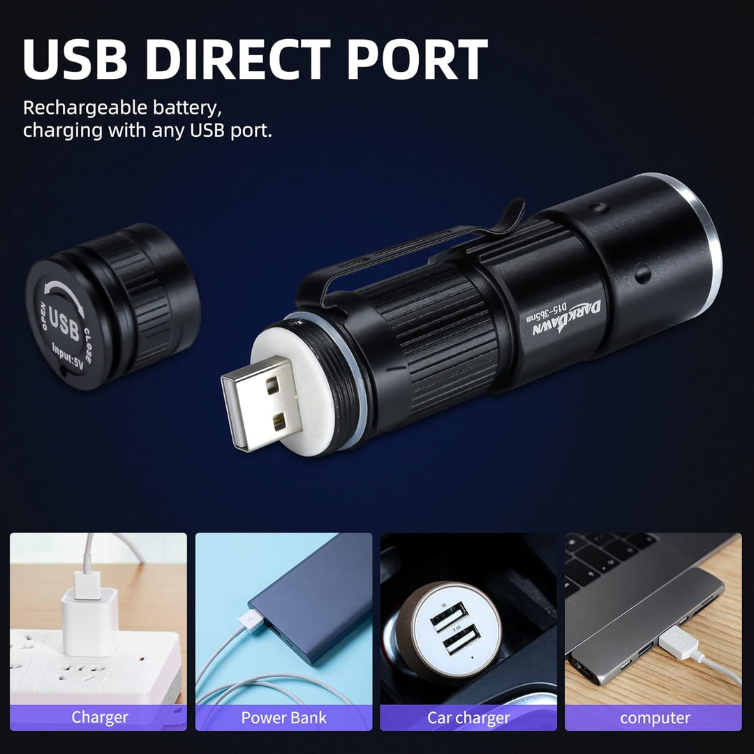 DARKDAWN UV Taschenlampe 365nm Licht Schwarzlicht USB Wiederaufladbar, Woodsche Lampe Ultraviolett L