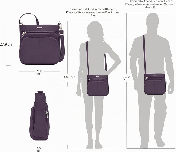 Travelon Klassische N/S-Umhängetasche mit Diebstahlschutz Einheitsgrösse Violett, Einheitsgrösse Vio