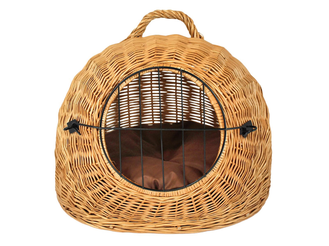 Weidenkorb Korbhöhle mit Gitter und Tragegriff – Abmessungen 50x40x45 cm – Transporthöhle – Natürlic