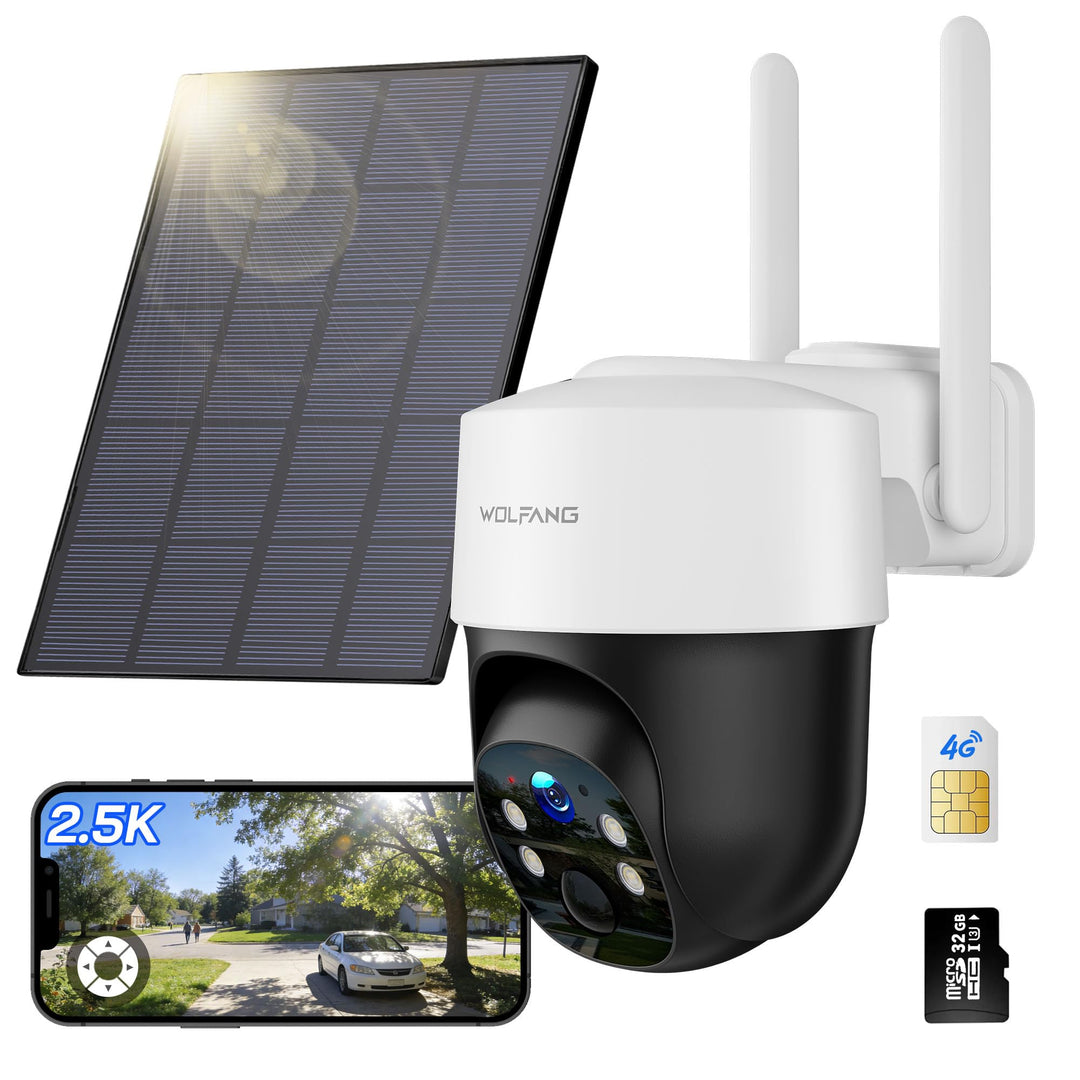 WOLFANG 4G LTE Wildkamera Solar, 2.5K Wildkamera mit Handyübertragung App, 0,2s PIR Auslösezeit, Bew