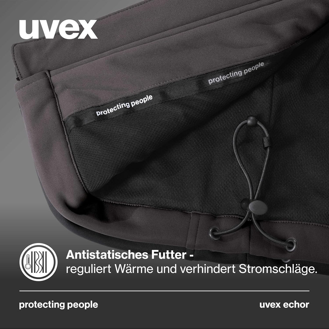 Uvex Echor Softshell-Arbeitsjacke für Herren - atmungsaktiv & wasserabweisend, Grau