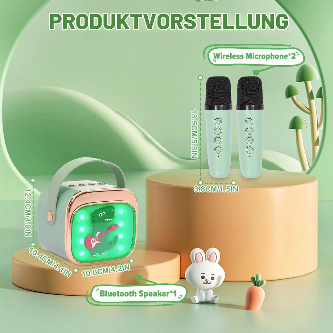 Karaoke Maschine Kind mit 2 Mikrofonen, Tragbarer Mikrofon, Mini Micro mit Stimmeffekten für Kind un