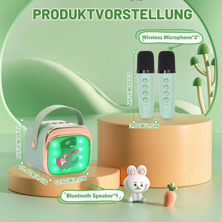 Karaoke Maschine Kind mit 2 Mikrofonen, Tragbarer Mikrofon, Mini Micro mit Stimmeffekten für Kind un