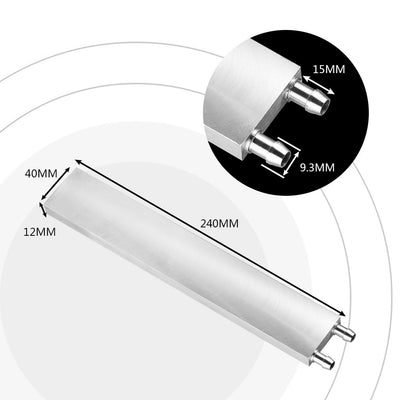 Silber Aluminium Wasserkühlung Block 240 * 40 * 12mm Flüssigwasserkühler Wärme für Computer PC Wasse