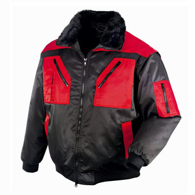 texxor Herren Pilotenjacke Oslo Arbeitsjacke mit abnehmbaren rmeln schwarz rot XL, Rot/Schwarz, XL E