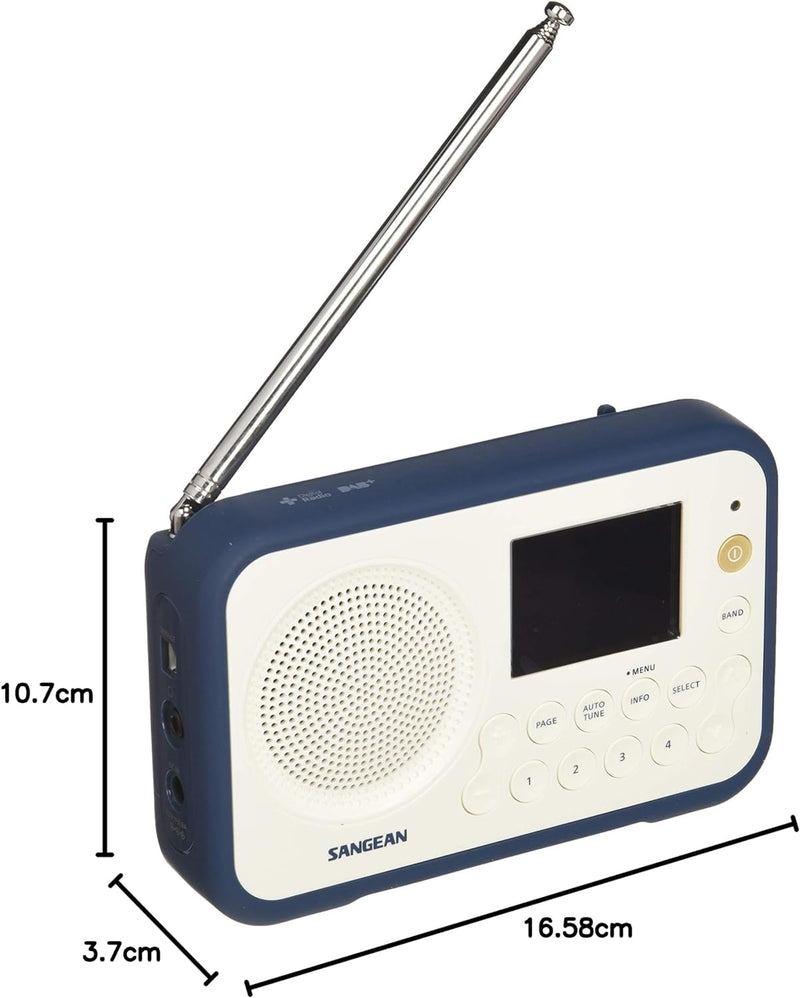 Sangean DAB+ Kofferradio DPR-76 UKW wiederaufladbar Weiss, Blau