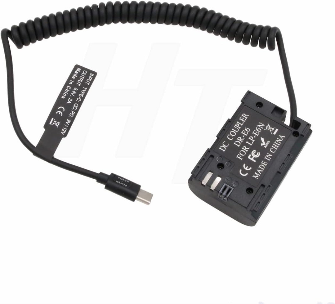 Power Bank PD QC USB Typ C auf LP-E6 Dummy Akku für Canon R5 R6 5D3 7D BMPCC 4K Zacuto EVF Kamera