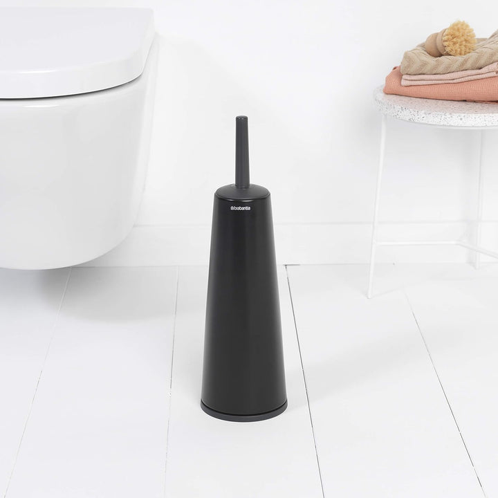 Brabantia 108587 WC-Garnitur und Bürste, Plastik, matt schwarz, 30 x 20 x 10 cm Matt Black Toiletten