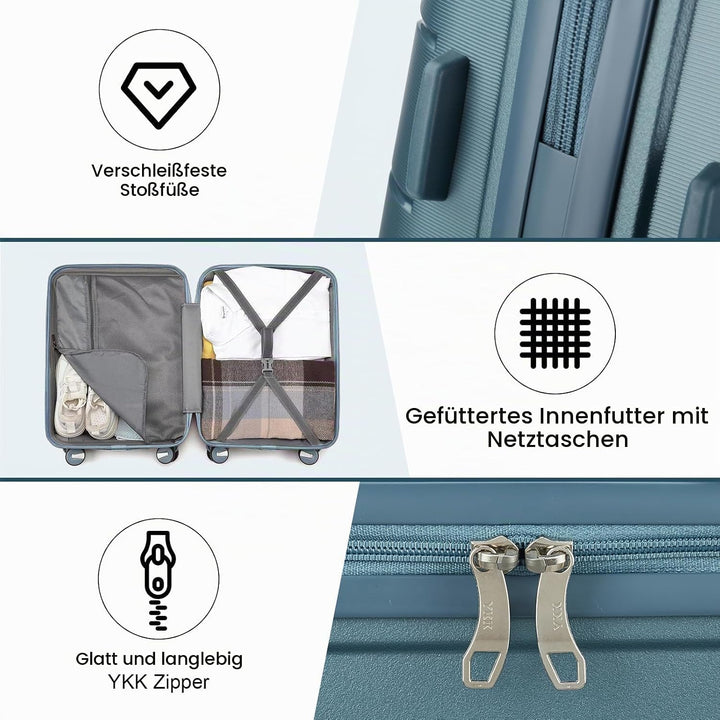 Sea choice Hartschalen Koffer Trolley Erweiterbar Kabinen Handgepäck 100% PP Leicht Reisekoffer mit