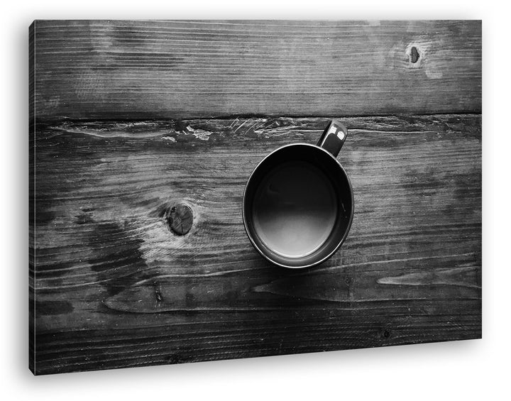 deyoli leckerer Kaffee auf einem altem Holztisch Effekt: Schwarz/Weiss Format: 80x60 als Leinwandbil
