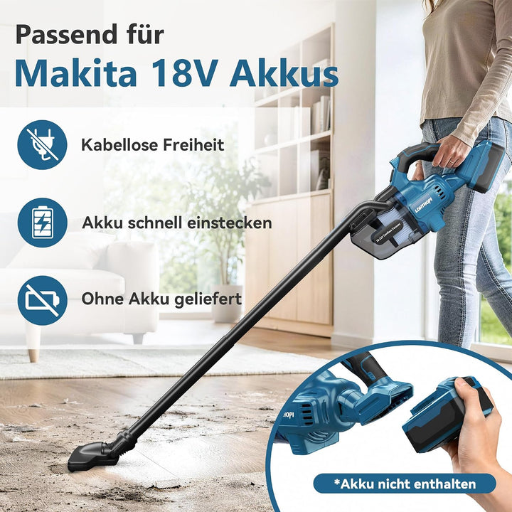 LDHTHOPI Akku Staubsauger für Makita 18V,20000 Pa Starke Saugleistung,1,28 kg Leichter Staubsauger m