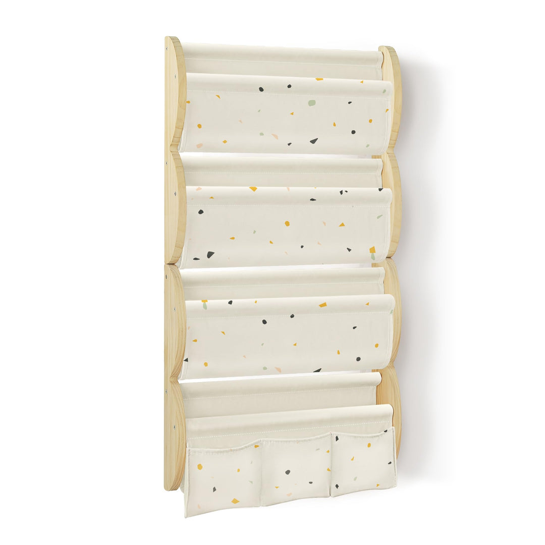 Bücherregal Kinder Wand Kinderbücherregal Montessori mit 4 Ablagen & 3 Taschen Kinderregal Wandregal