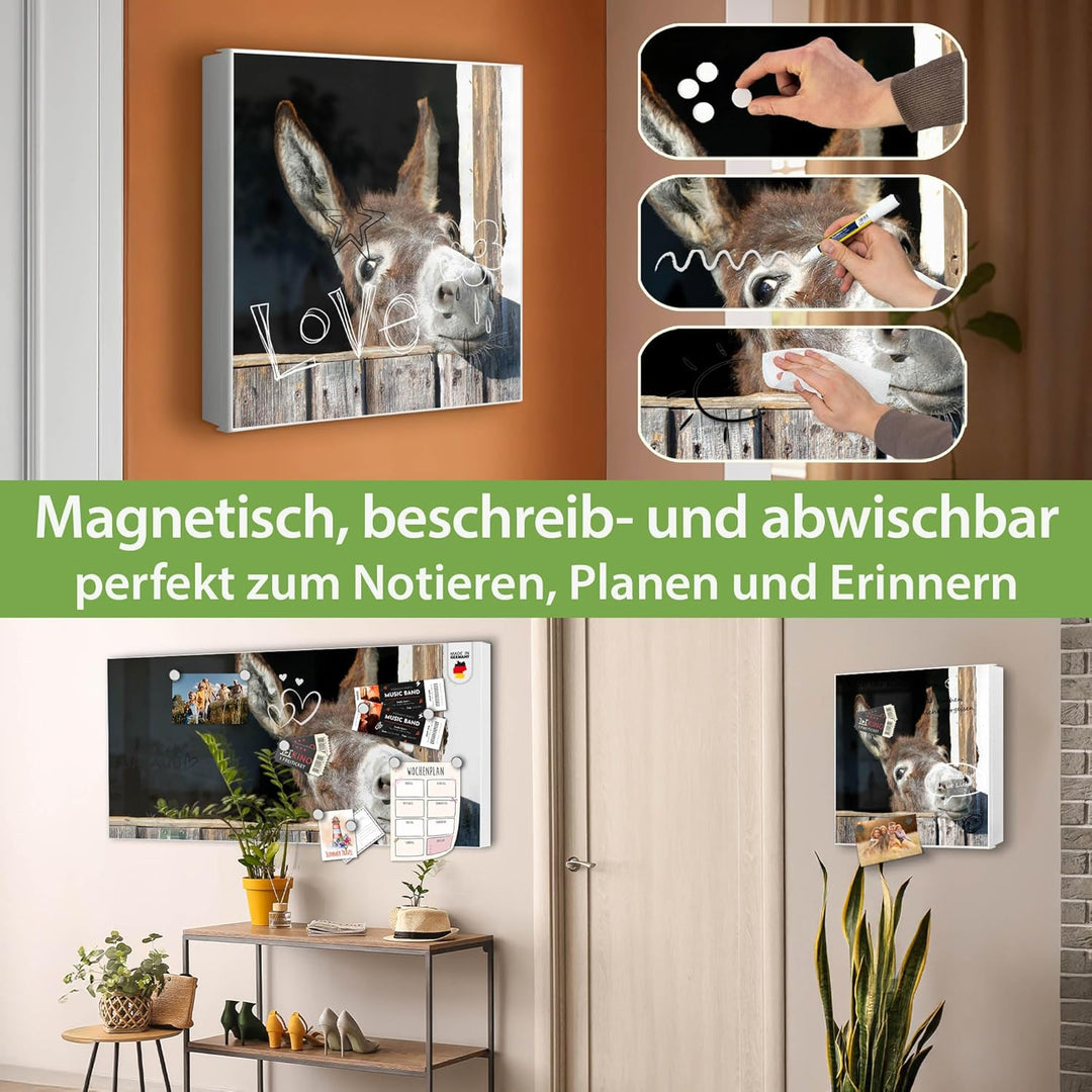 banjado® Grosser Schlüsselkasten Glas/Schlüsselbox 30cm x 30cm mit 50 Haken - Motiv Nicki/Schlüsselk
