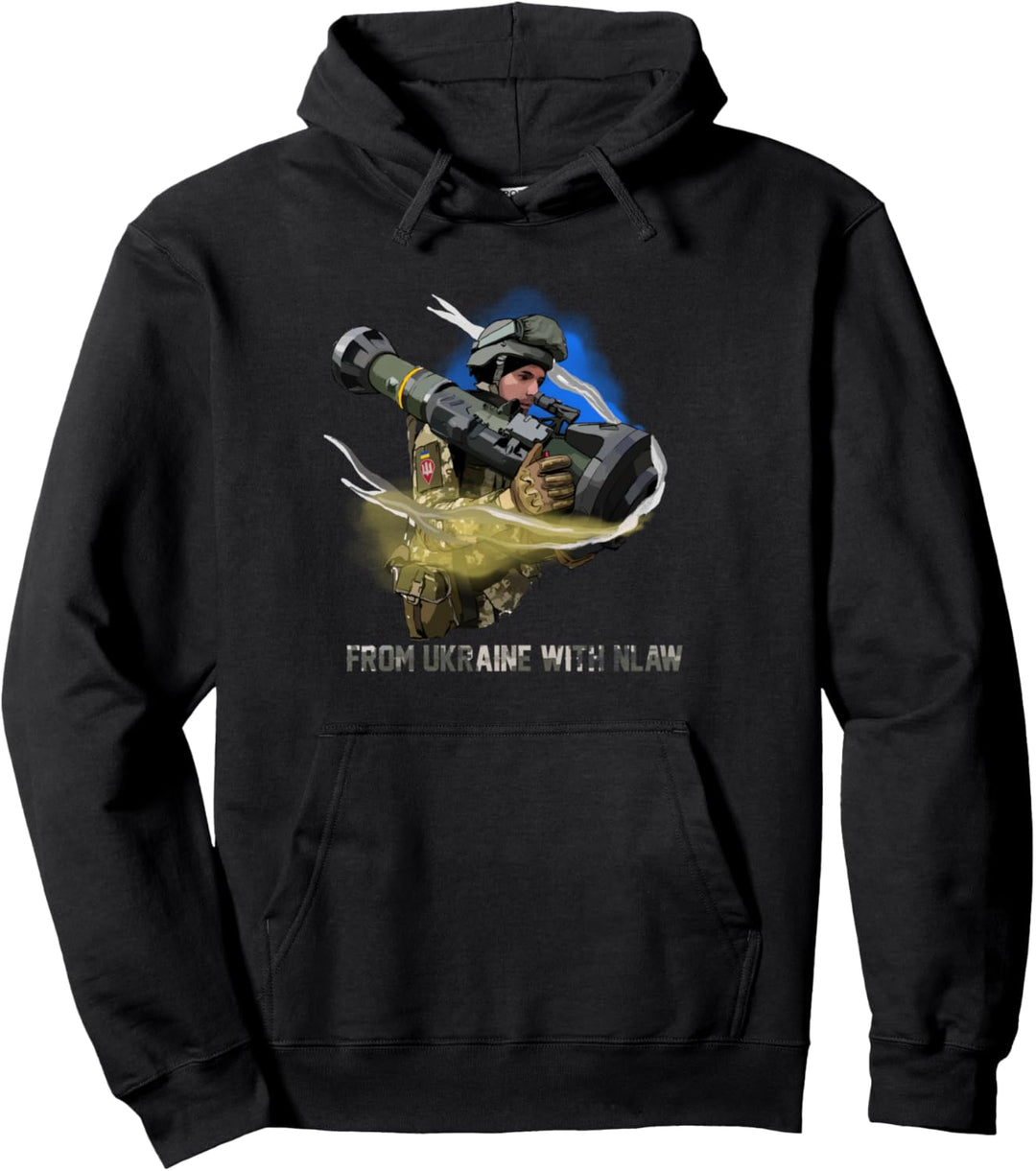 Aus der Ukraine mit NLAW | ukrainischer patriotischer Soldat Pullover Hoodie