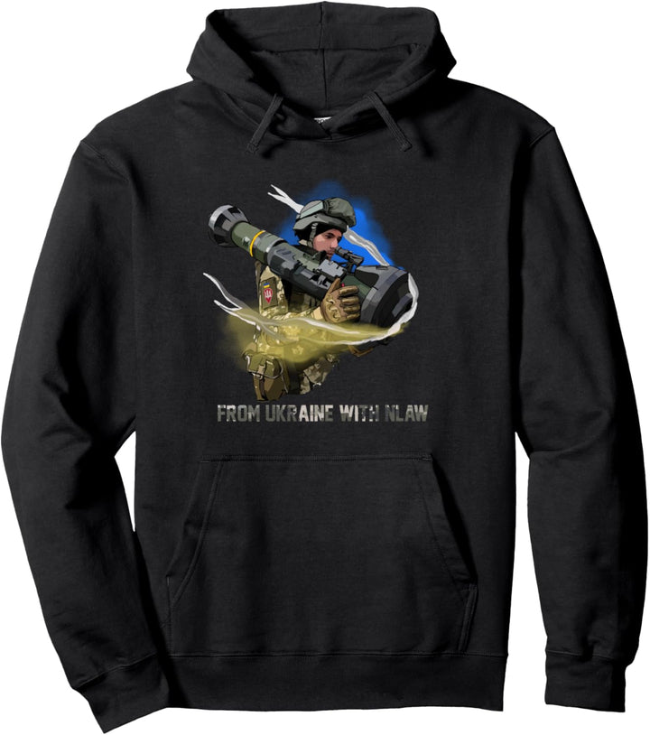 Aus der Ukraine mit NLAW | ukrainischer patriotischer Soldat Pullover Hoodie
