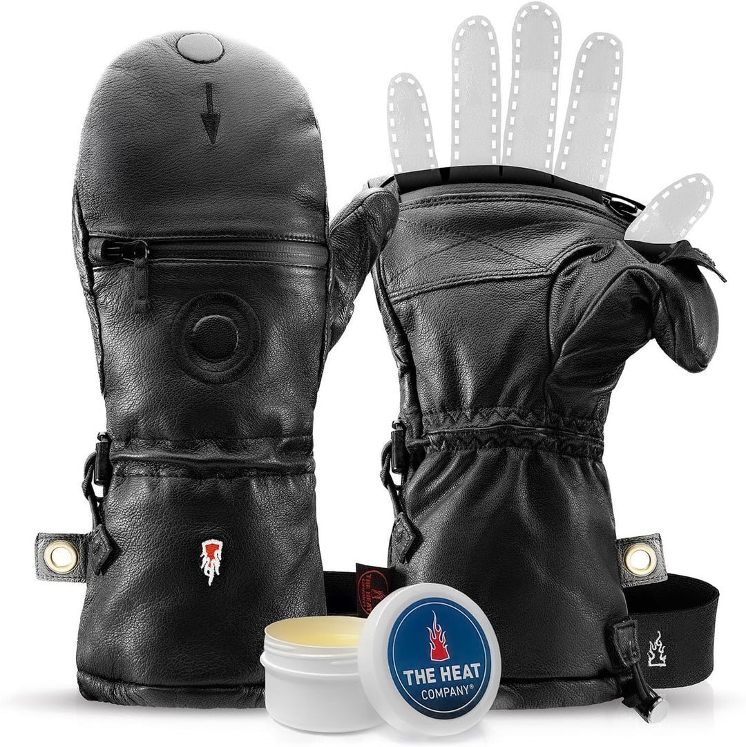 THE HEAT COMPANY Shell Full Leather Handschuhe - Die Innovation: Extra warme Leder Fäustlinge zum Um