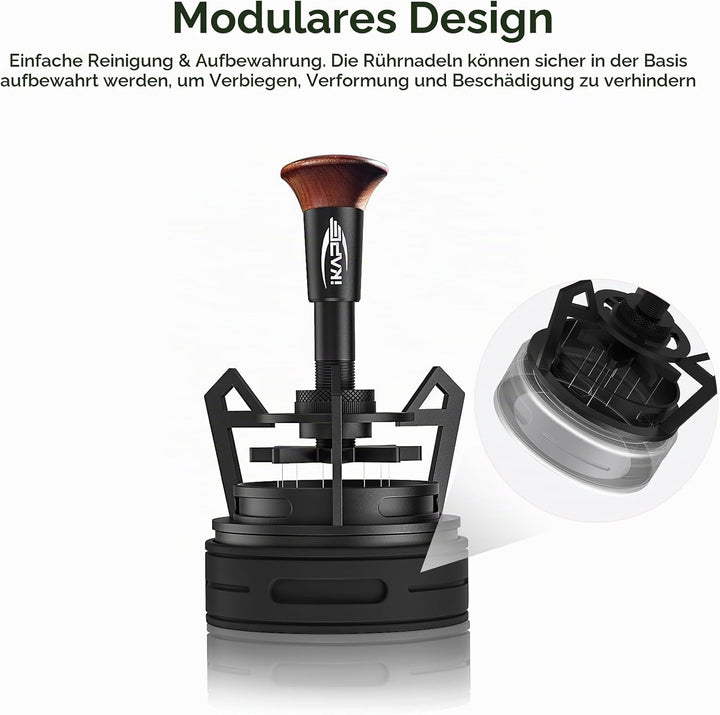 IKAPE Espresso Coffee V3 WDT Werkzeug, 54-mm-Rührlöffel, ausgestattet mit 8-Nadel-Rührlöffel, Einste