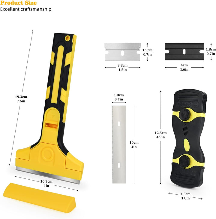 EHDIS Tapetenentferner Set - Tapetenentferner mit 5 Klinge 100mm + Ceranfeldschaber mit 20 Edelstahl