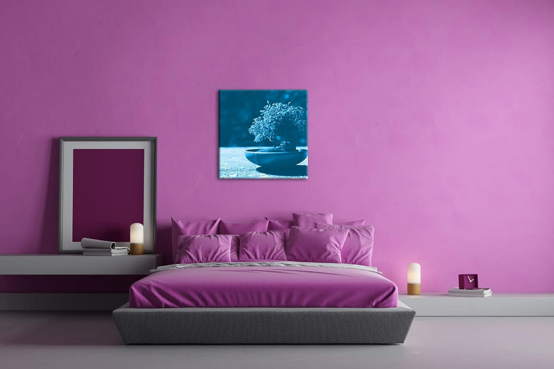 deyoli Kleiner niedlicher Bonsai Format: 70x70 Effekt: Monocrome Blau als Leinwandbild, Motiv fertig