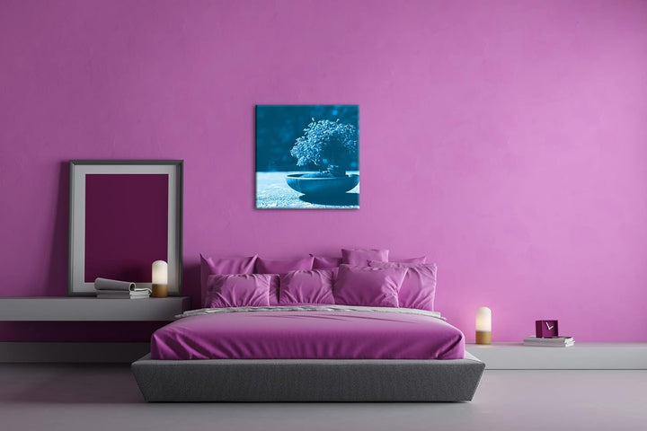deyoli Kleiner niedlicher Bonsai Format: 70x70 Effekt: Monocrome Blau als Leinwandbild, Motiv fertig