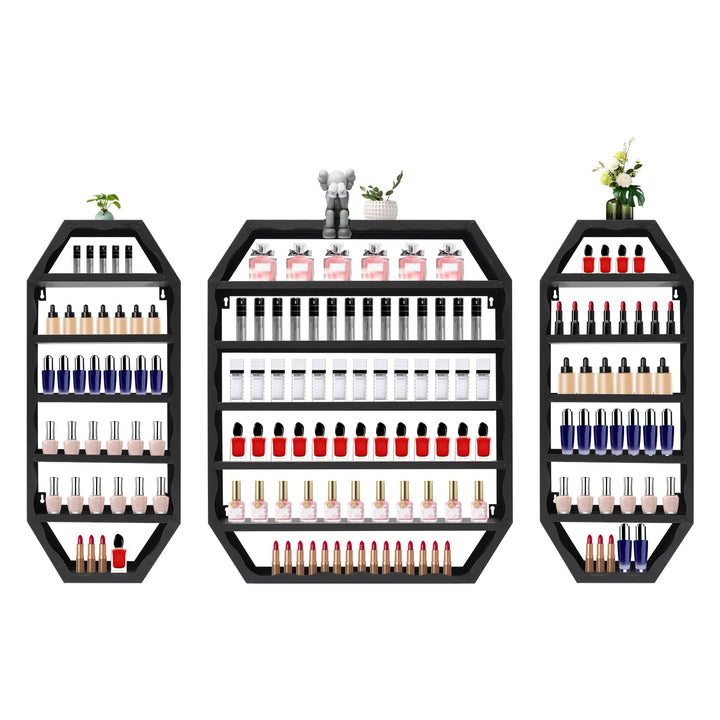 6 Etagen Nagellackregal, Metall Nagellack Wandregal 3er set Platzsparendes Display, Wandmontage Aufb