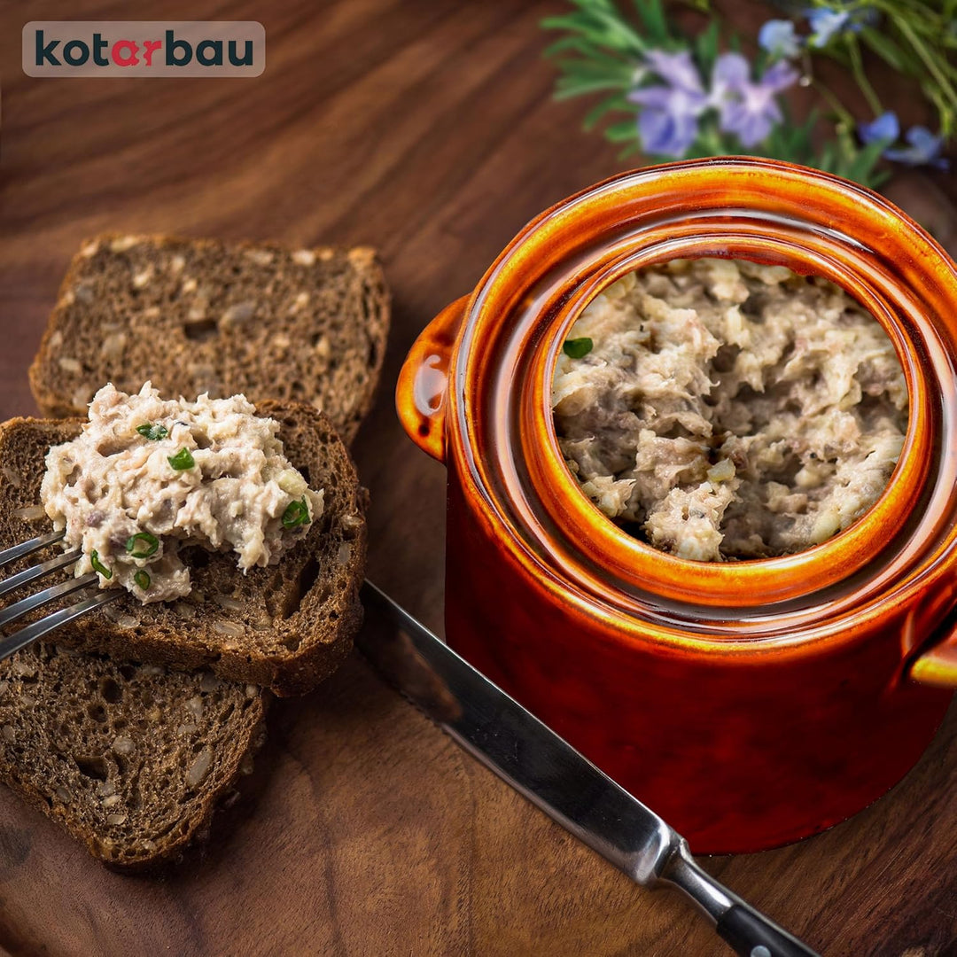 KOTARBAU® Gärtopf 1,8 L Braun Steinzeugtopf mit Hermetikdeckel Gurkentopf Sauerkrauttopf Einmachtopf
