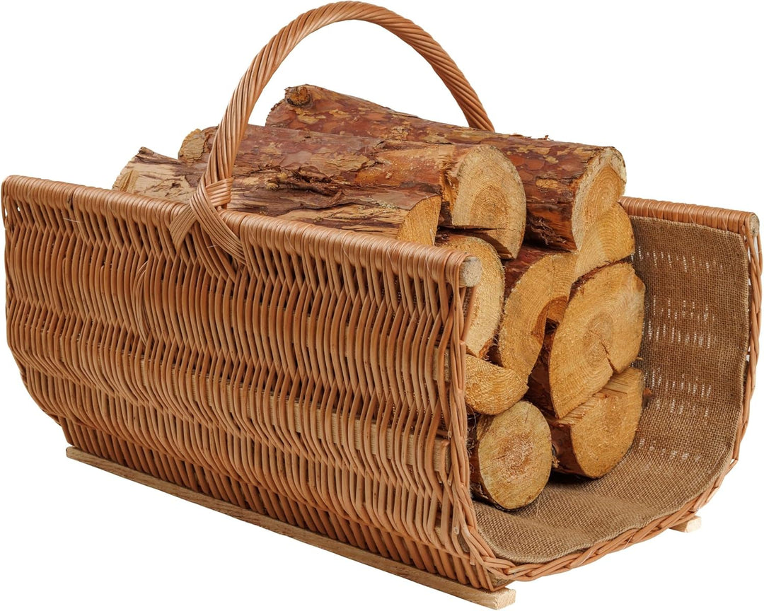 BOGATECO Weidenkorb mit Griff | Grosser Kaminkorb 60X45X30 | Handgewebt | Holzkorb mit Verstärkung 6