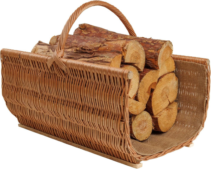 BOGATECO Weidenkorb mit Griff | Grosser Kaminkorb 60X45X30 | Handgewebt | Holzkorb mit Verstärkung 6